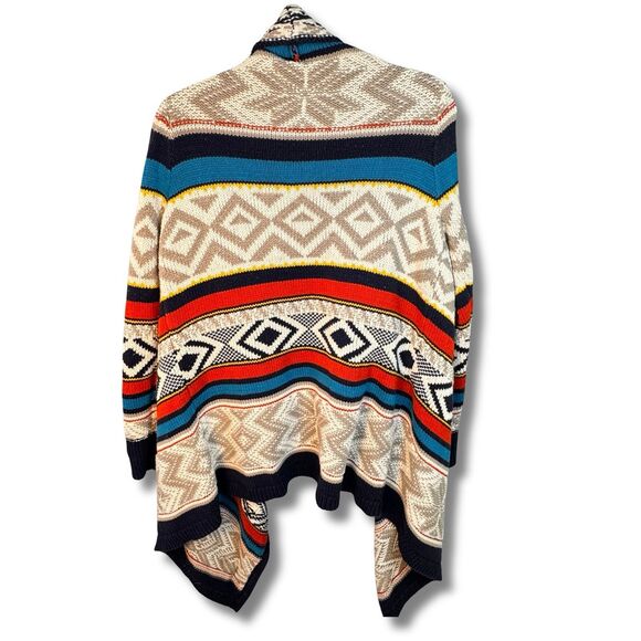 Old Navy Cardigan Sweater Tribal Aztec Print Large Cotton Draped Tunic Length - Picture 4 of 12